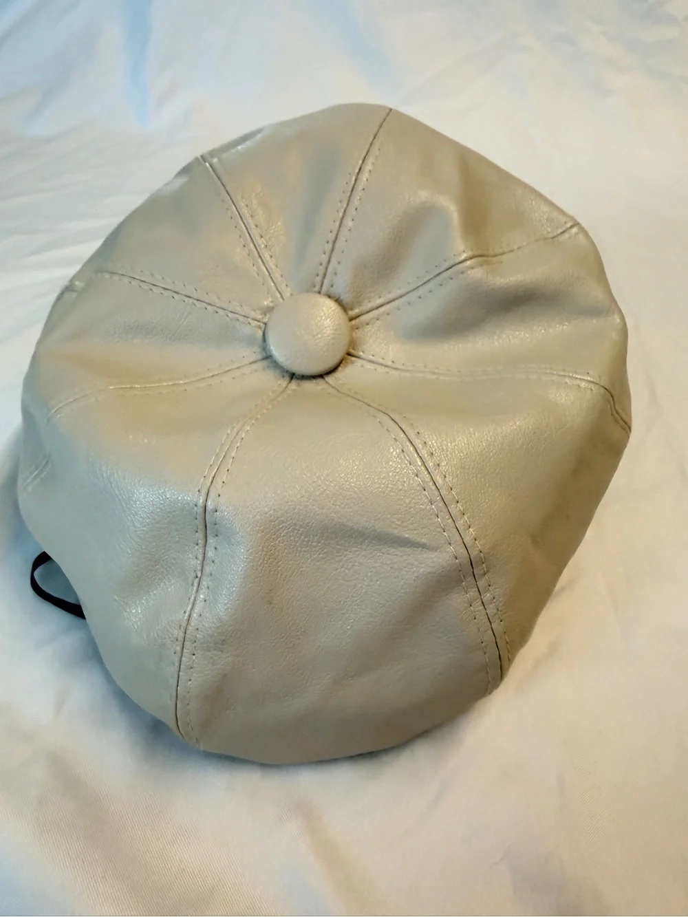Vintage 1960’s Beige Faux Leather Newsboy Cap